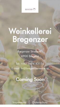 Vorschau der mobilen Webseite www.bregenzerweine.at, Weinkellerei Bregenzer