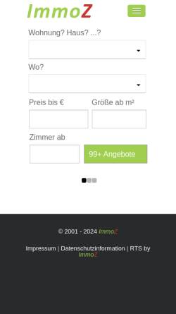 Vorschau der mobilen Webseite www.immoz.at, ImmoZ Datenbank