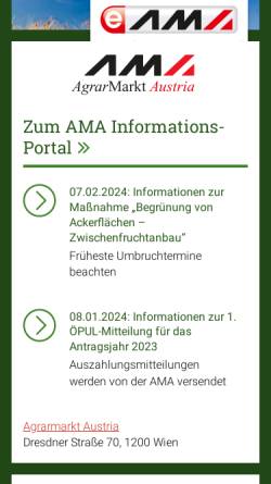 Vorschau der mobilen Webseite www.ama.at, Agrarmarkt Austria