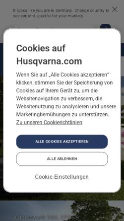 Vorschau der mobilen Webseite www.husqvarna.com, Husqvarna Österreich
