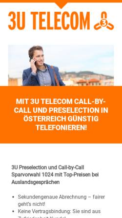 Vorschau der mobilen Webseite www.3utelecom.at, 3U Telecom GmbH