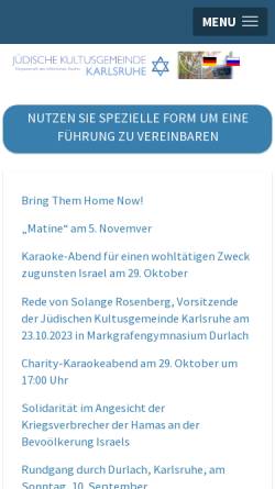 Vorschau der mobilen Webseite www.jg-karlsruhe.de, Jüdische Kultusgemeinde