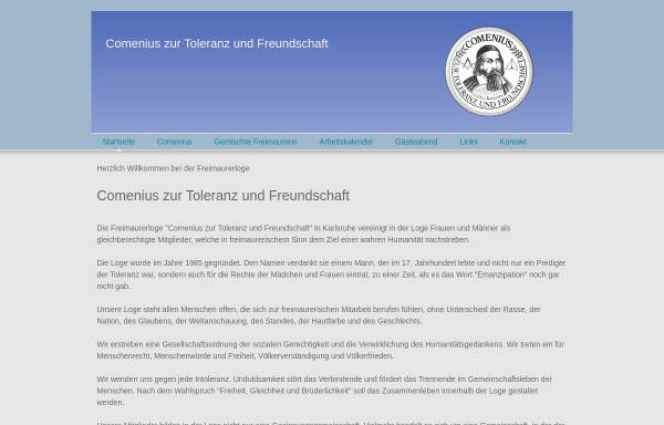 Vorschau von www.comenius-loge.de, Comenius zur Toleranz und Freundschaft