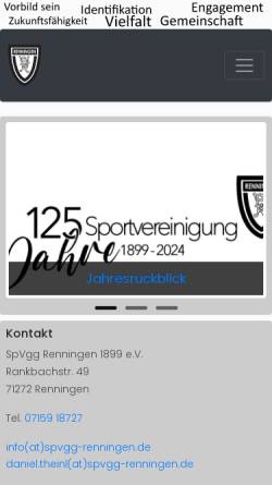 Vorschau der mobilen Webseite www.spvgg-renningen.de, Sportvereinigung Renningen