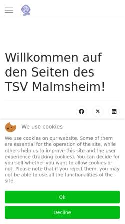 Vorschau der mobilen Webseite www.tsv-malmsheim.de, TSV Malmsheim 1903 e.V.