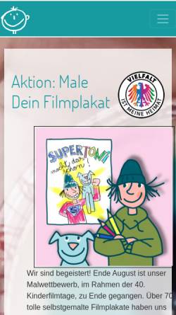 Vorschau der mobilen Webseite www.kinderfilmtage-ruhr.de, Kinderfilmtage im Ruhrgebiet
