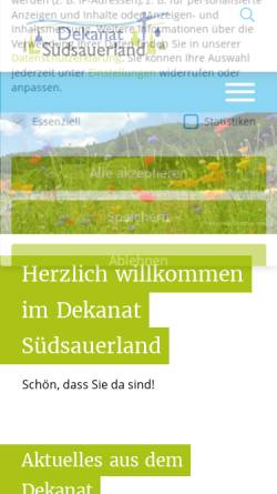 Vorschau der mobilen Webseite www.dekanat-ssl.de, Dekanat Südsauerland