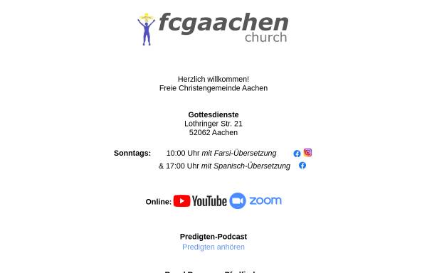 Vorschau von www.fcg-aachen.de, Freie Christengemeinde Aachen e.V.