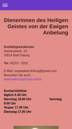Vorschau der mobilen Webseite www.dreifaltigkeitskloster.de, Dreifaltigkeitskloster Bad Driburg