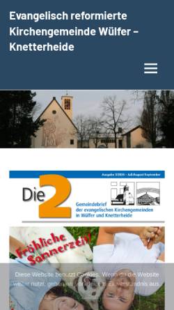 Vorschau der mobilen Webseite www.kirche-knetterheide.de, Evangelisch-lutherische Versöhnungskirche Knetterheide