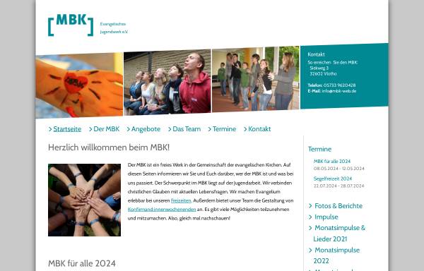 Vorschau von www.mbk-web.de, MBK - Evangelisches Jugend- und Missionswerk e.V.