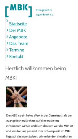 Vorschau der mobilen Webseite www.mbk-web.de, MBK - Evangelisches Jugend- und Missionswerk e.V.