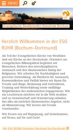 Vorschau der mobilen Webseite www.esg-bochum.de, Evangelische Studierenden-Gemeinde