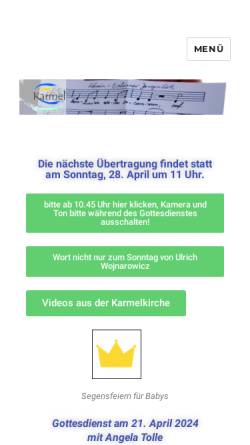 Vorschau der mobilen Webseite www.karmel-duisburg.de, Karmel Gemeinde am Innenhafen