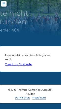 Vorschau der mobilen Webseite www.thomas-gemeinde.de, Thomas-Gemeinde Duisburg