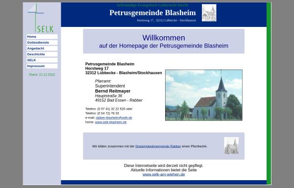 Vorschau von www.selk-blasheim.de, Petrusgemeinde Blasheim