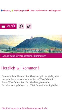 Vorschau der mobilen Webseite www.kirchengemeindebarkhausen.de, Evangelische Kirchengemeinde Barkhausen