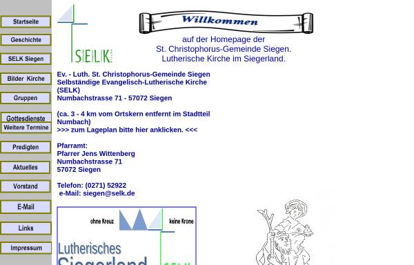 Vorschau von www.selk-siegen.de, Evangelisch-Lutherische Kirche St. Christophorus-Gemeinde