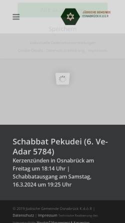 Vorschau der mobilen Webseite jg-osnabrueck.de, Jüdische Gemeinde Osnabrück