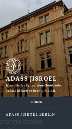 Vorschau der mobilen Webseite adassjisroel.de, Israelitische Synagogen-Gemeinde (Adass Jisroel) zu Berlin