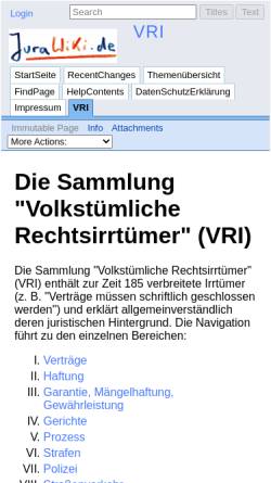 Vorschau der mobilen Webseite www.jurawiki.de, [de.soc.recht.misc] Volkstümliche Rechtsirrtümer