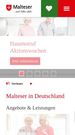 Vorschau der mobilen Webseite www.malteser-rs.de, Diözesangeschäftsstelle Rottenburg-Stuttgart