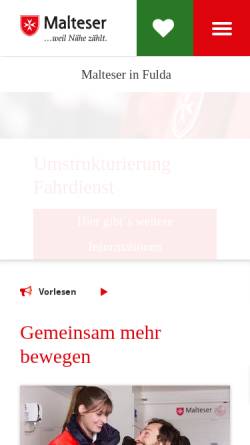 Vorschau der mobilen Webseite www.malteser-fulda.de, Malteser Hilfsdienst e.V. Diözese Fulda