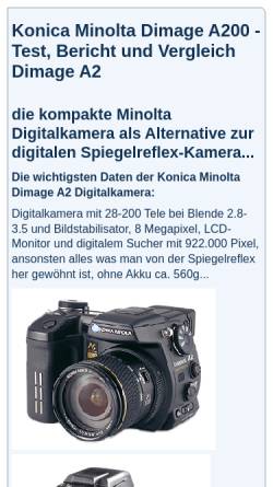 Vorschau der mobilen Webseite www.astrosoft.de, Testbericht über die Minolta Dimage A2 und Vergleich zur Dimage A200