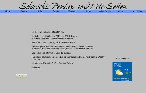 Vorschau von www.pentax.schmickis.de, Schmickis Pentax Seite