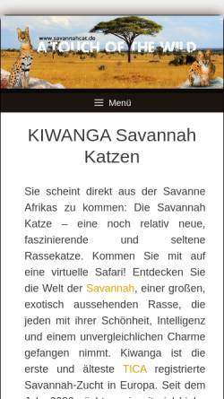 Vorschau der mobilen Webseite www.savannahcat.de, Kiwanga