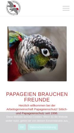 Vorschau der mobilen Webseite www.papageienschutz.org, Arbeitsgemeinschaft Papageienschutz