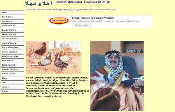 Vorschau von arabisch.beepworld.de, SV der Arabischen Taubenrassen