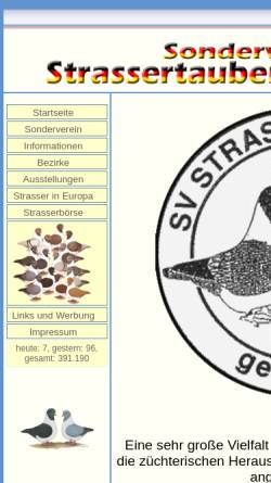 Vorschau der mobilen Webseite www.strassertauben.de, SV der Strassertaubenzüchter