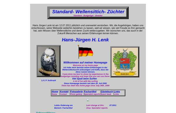 Vorschau von www.standardwellensittichzucht-lenk.de, Informationen zur Standardwellensittichzucht