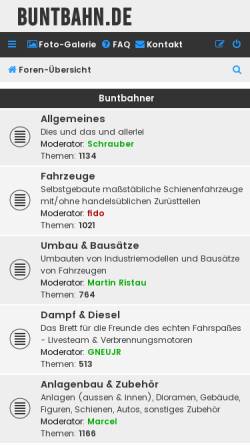 Vorschau der mobilen Webseite www.buntbahn.de, Buntbahn.de