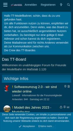 Vorschau der mobilen Webseite www.tt-board.de, TT-Board