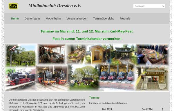 Vorschau von www.minibahnclub-dresden.de, Minibahnclub Dresden e.V.