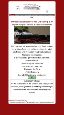 Vorschau der mobilen Webseite www.mec-du.de, Modell-Eisenbahn-Club Duisburger Eisenbahn-Freunde e.V.
