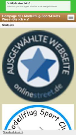 Vorschau der mobilen Webseite mfsc-wes-bislich.beepworld.de, Modellflug Sport Club Wesel - Bislich e.V.