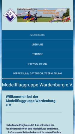 Vorschau der mobilen Webseite www.mfg-wardenburg.de, Modellfluggruppe Wardenburg e.V.