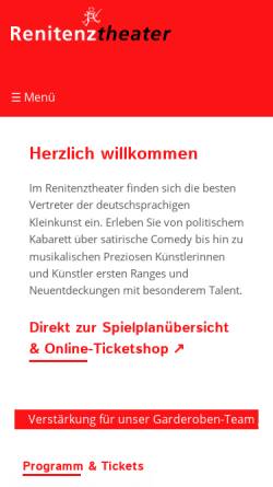 Vorschau der mobilen Webseite www.renitenztheater.de, Renitenztheater Stuttgart