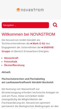 Vorschau der mobilen Webseite www.novastrom.de, Novastrom GmbH