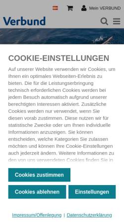 Vorschau der mobilen Webseite www.verbund.at, Verbund - Österreichische Elektrizitätswerke AG