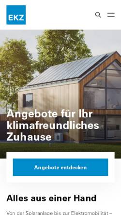 Vorschau der mobilen Webseite www.ekz.ch, EKZ Elektrizitätswerke des Kantons Zürich