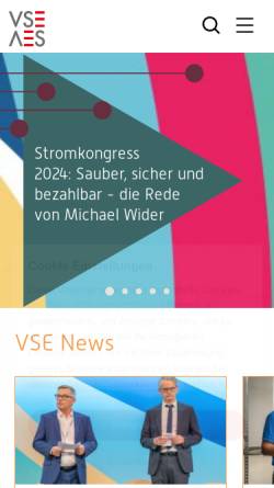 Vorschau der mobilen Webseite www.strom.ch, Verband Schweizerischer Elektrizitätsunternehmen (VSE)