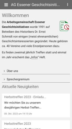 Vorschau der mobilen Webseite ag-essener-geschichtsinitiativen.de, Arbeitsgemeinschaft Essener Geschichtsinitiativen
