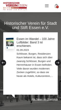 Vorschau der mobilen Webseite www.hv-essen.de, Historischer Verein für Stadt und Stift Essen e.V.
