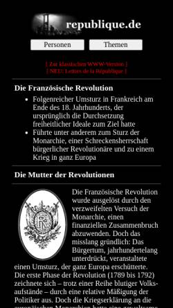 Vorschau der mobilen Webseite www.republique.de, Die Französische Revolution