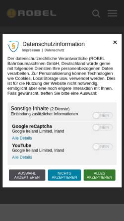 Vorschau der mobilen Webseite www.robel.com, Robel Bahnbaumaschinen GmbH