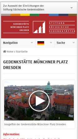 Vorschau der mobilen Webseite www.stsg.de, Gedenkstätte Münchner Platz Dresden